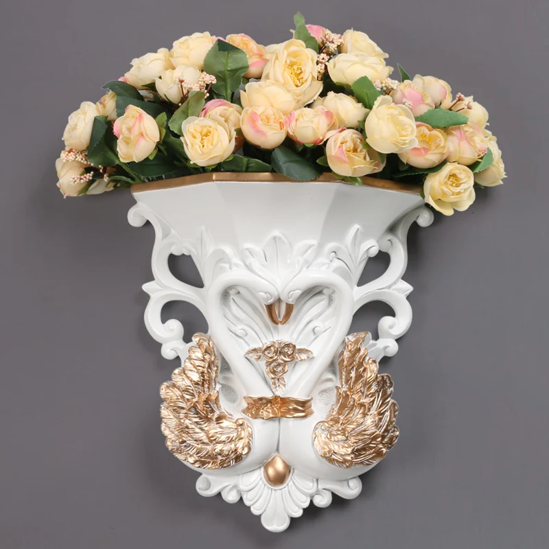 Европейская настенная ваза из смолы + украшение искусственных цветов креативный