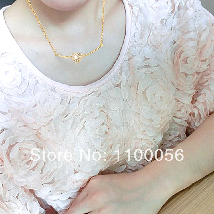 Ожерелье в форме сердца с золотым покрытием и стразами подарок на выпускной