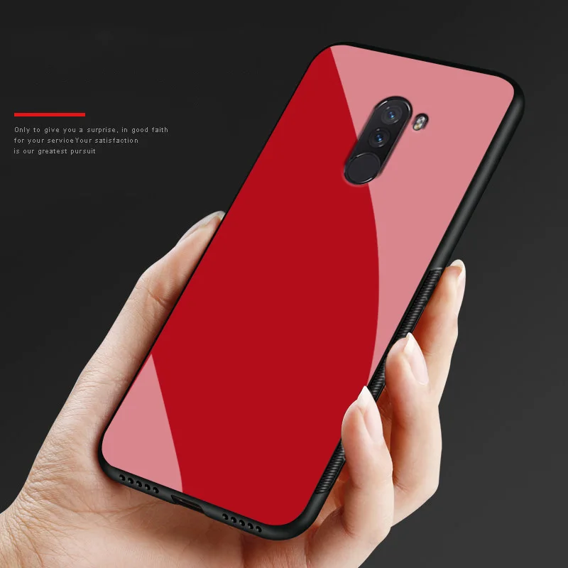 Глобальная версия для Xiaomi PocoPhone F1 стеклянный чехол Роскошная мягкая рамка из ТПУ +