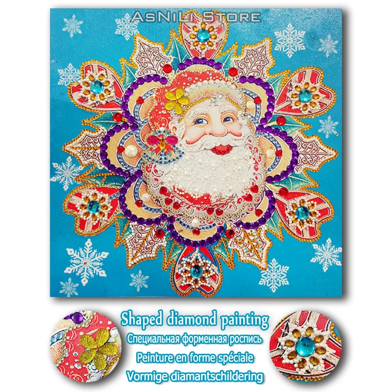 

Diamond Painting Christmas Picture Of Rhinestones Special Shaped Diamond Embroidery Cartoon Santa Claus Home Decor 30x30cm