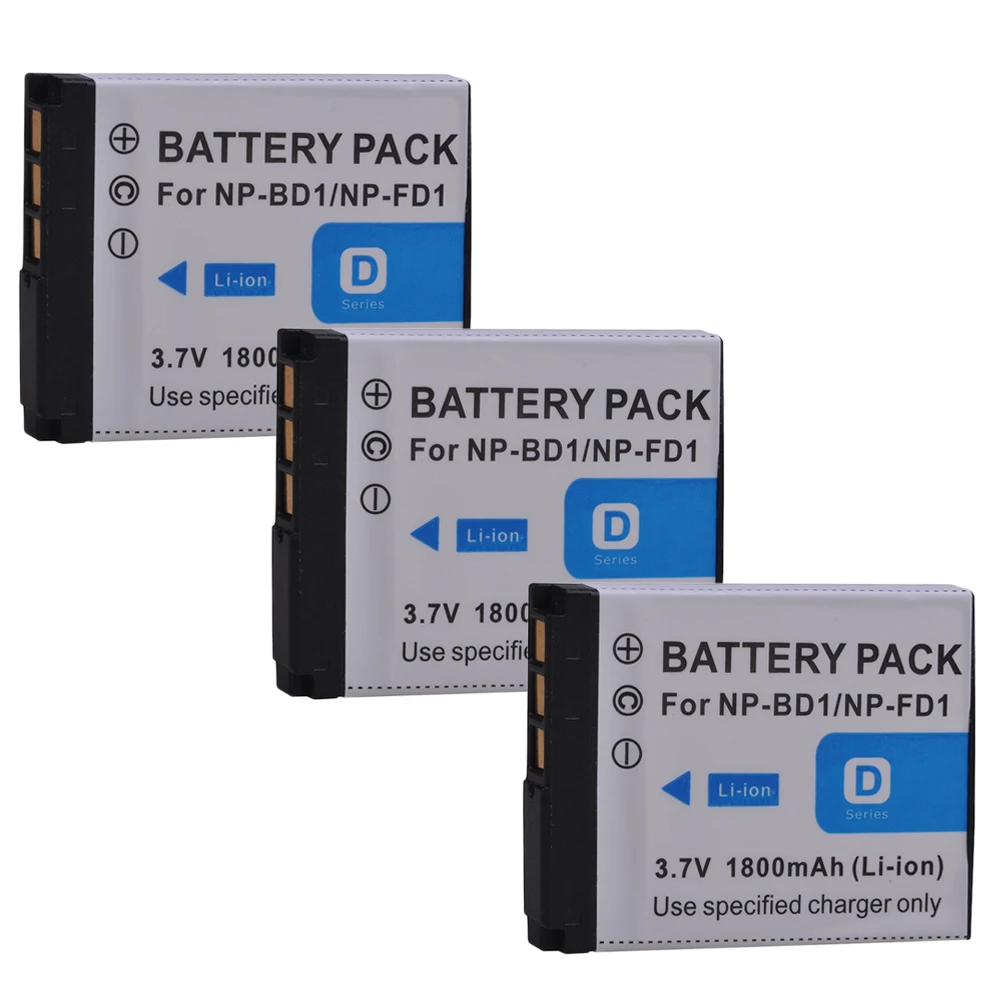 

3Pcs NP-BD1 NP BD1 NP-FD1 Battery for Sony Cybershot DSC-T2 DSC-G3 DSC-T70 DSC-T75 DSC-T77 DSC-T200 T300 T500 DSC-T700 T90 T900
