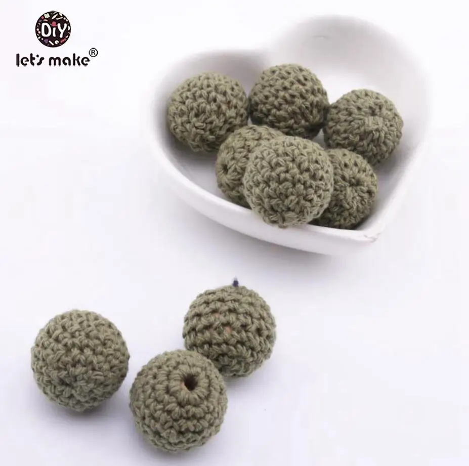 27 Let's make 20 мм круглые вязаные крючком бусины 5 шт. DIY Уход ожерелье аксессуары BPA бесплатно Деревянный Прорезыватель для зубов детский Прорезыватель - Цвет: 27