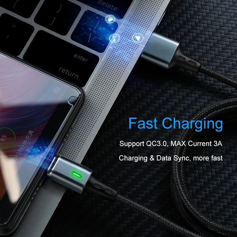3а Магнитный кабель Micro USB кабель для iPhone samsung Xiaomi QC 3,0 Быстрая Зарядка Тип C 8-контактный кабель MicroUSB магнит зарядное устройство для телефона