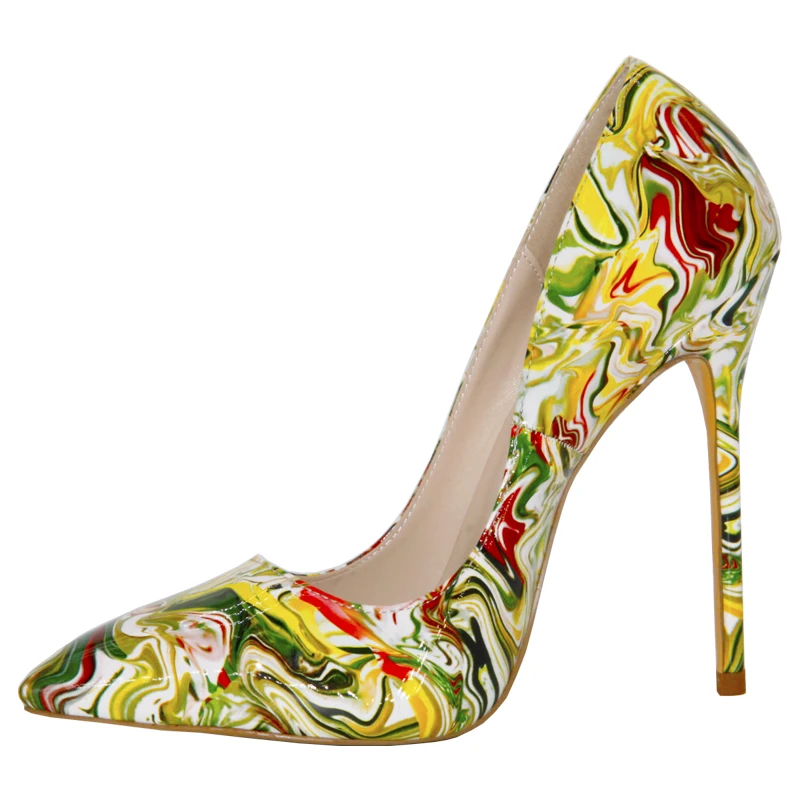 

Туфли-лодочки женские кожаные на высоком каблуке 12 см с острым носком