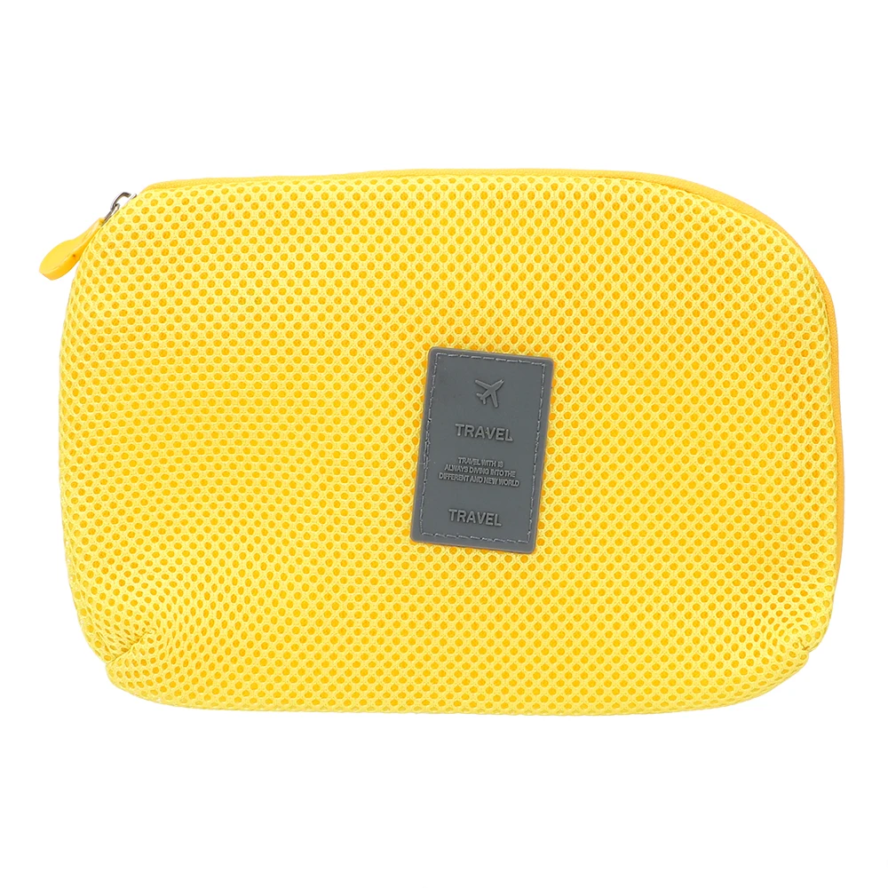 Yellow L HOOMIN аккуратный цифровой USB зарядный кабель сумка противоударный чехол для наушников сумка-Органайзер дорожная сумка косметичка для макияжа сумка для хранения косметики - Цвет: Yellow L