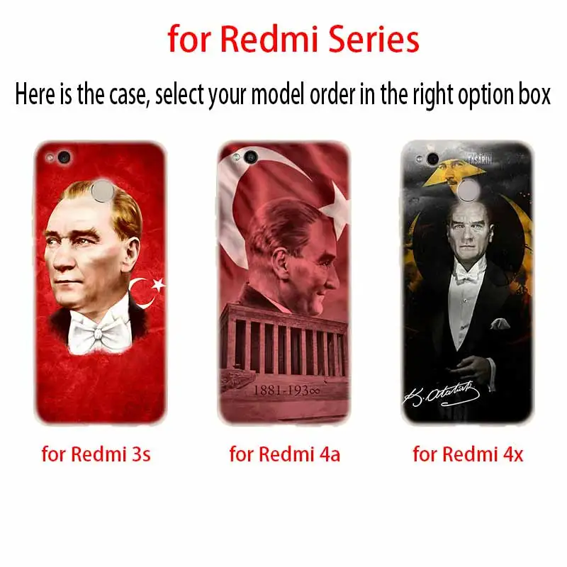 Силиконовый прозрачный чехол с индейкой Mustafa Kemal Ataturk для Xiaomi Redmi 9A 8A 7A 6A 9AT Note 9 8 7 6 5