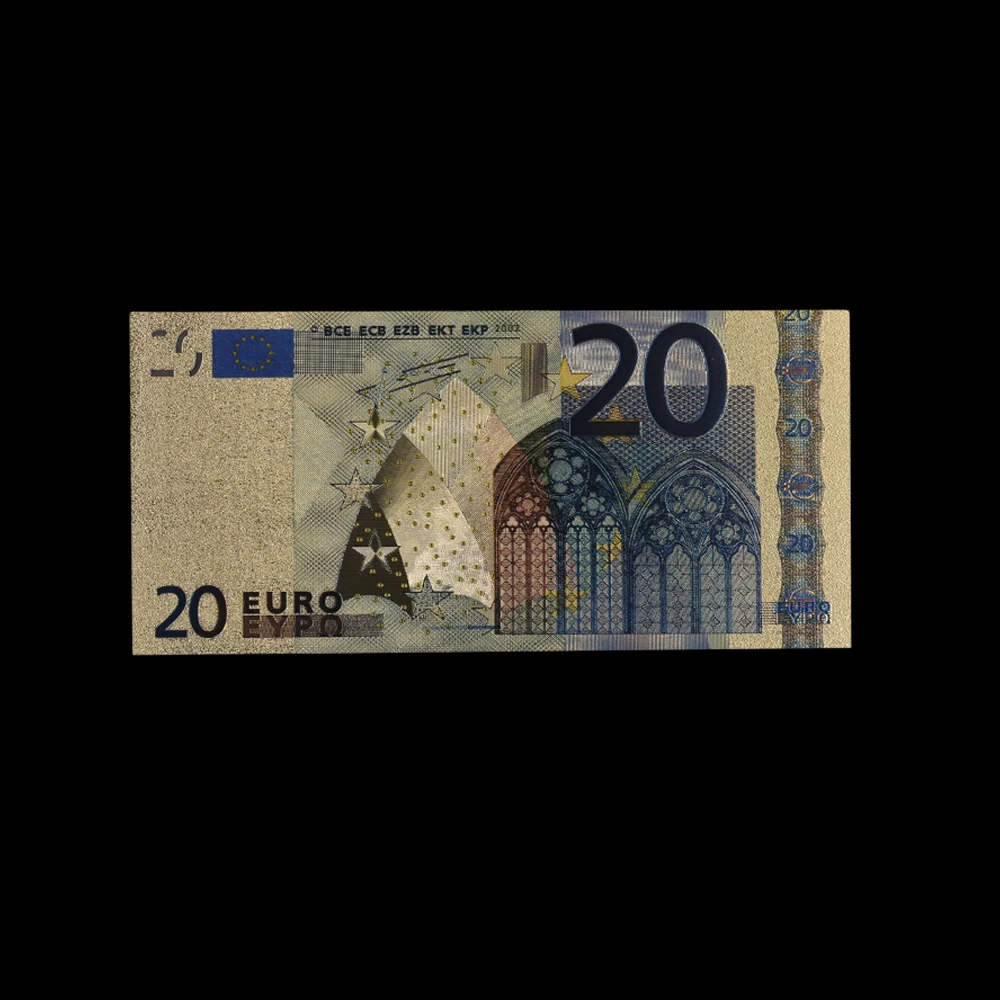 10 шт. прекрасный подарок 20 EUR золотых банкнот в центре сообщений течение 24K Gold
