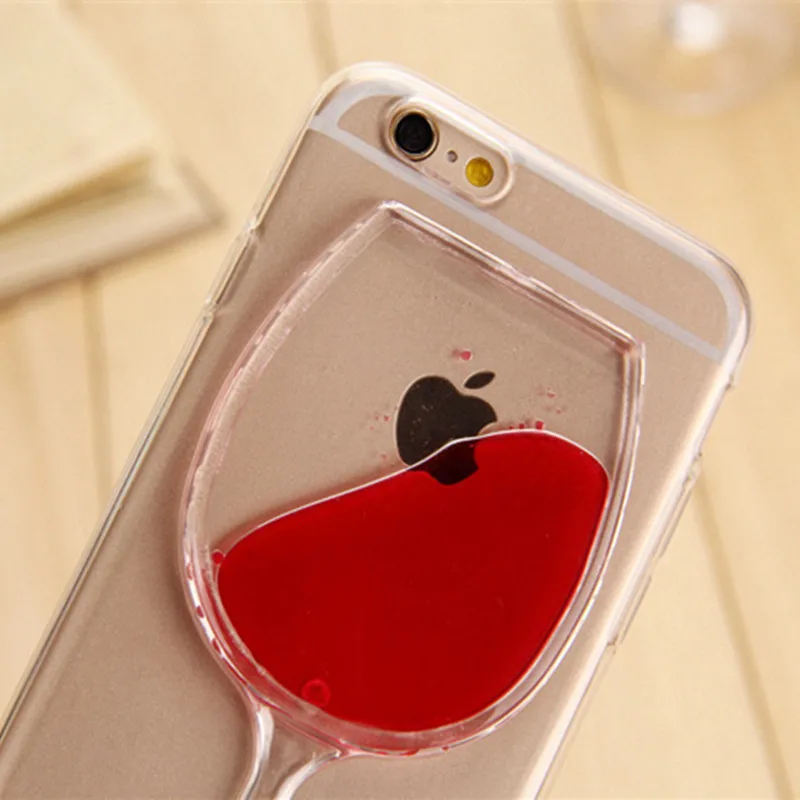 Для iphone 7 Case Смешно ТПУ Мягкая Обложка Жидкость бокал Красного вина Mobile phone Protective