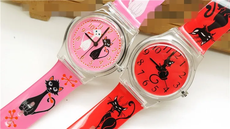 Высококачественные модные часы с мультяшным рисунком кота/милые детские
