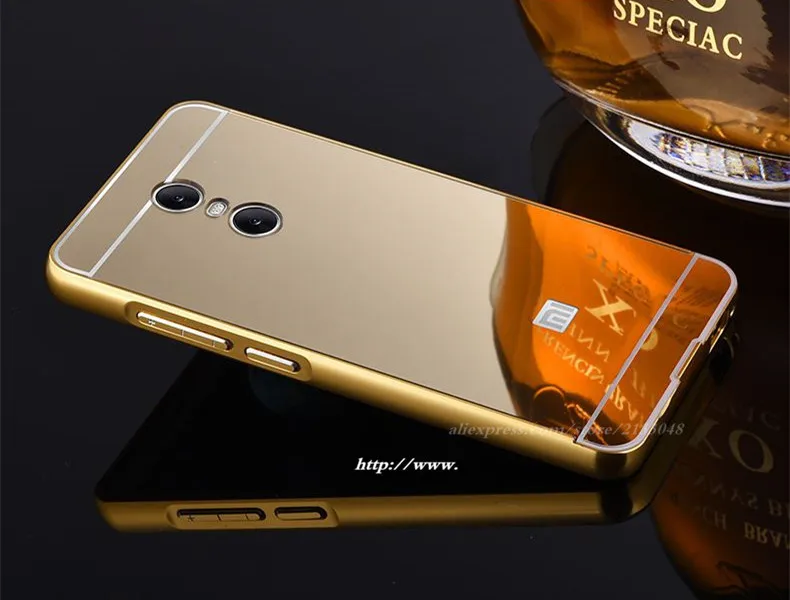 Роскошные золотое покрытие Алюминий металла Рамки + Зеркало чехол для Xiaomi Redmi Note 4x