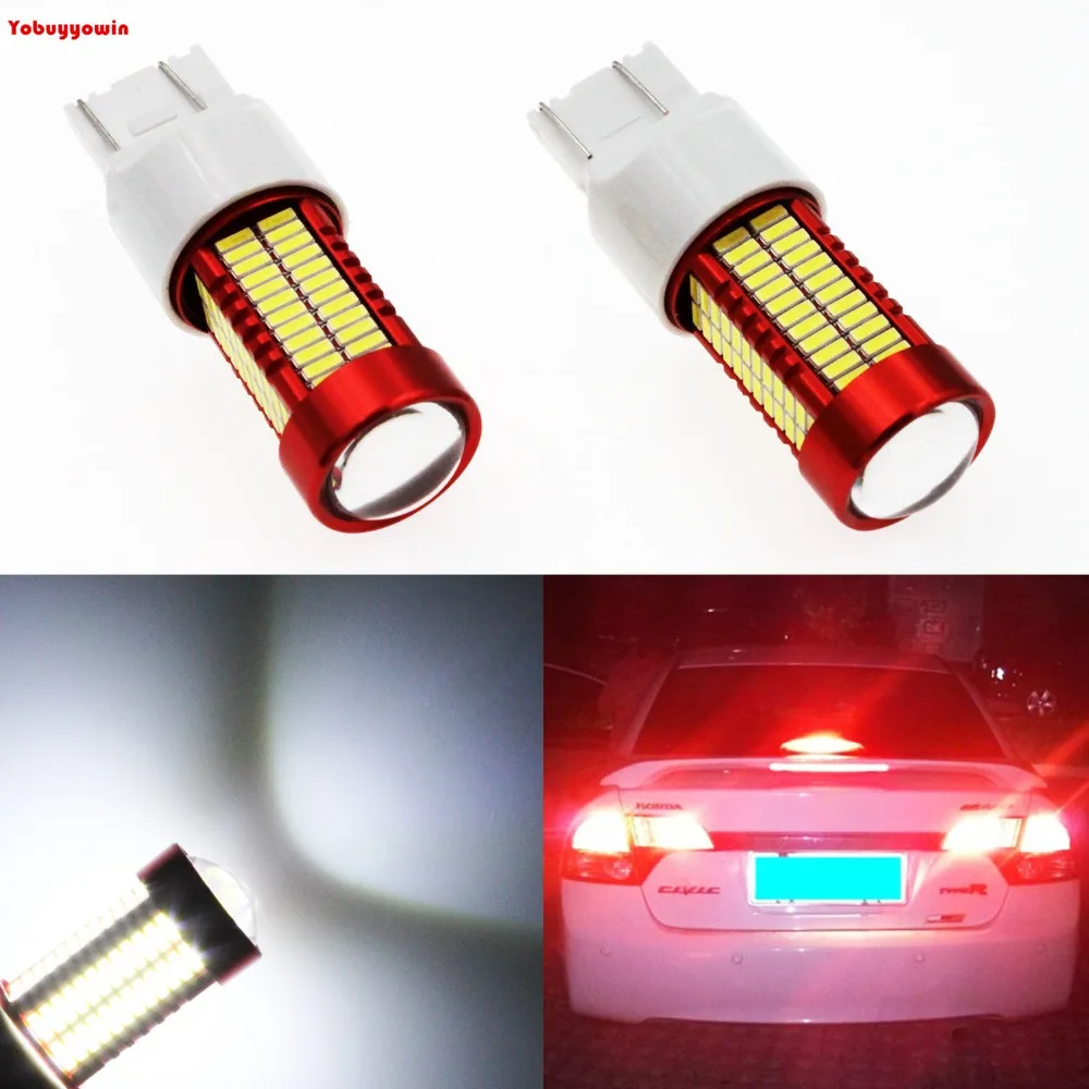 

2 шт./лот белые светодиодные лампы 7443 T20 4014 106-SMD светодиодные лампы для автомобиля запасные фонари заднего хода поворота