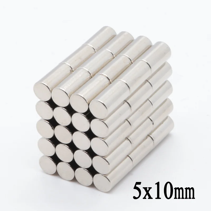 100pcs 5x20 mm super strong N35 5*20 mm small round permanent magnet process rare earth cylindrical strong magnetic magnet