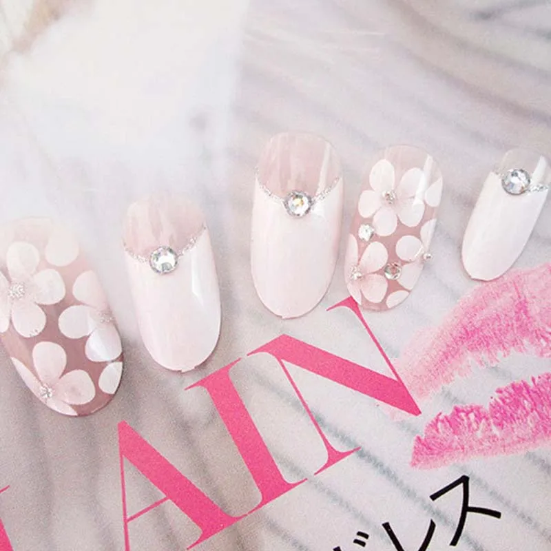 Накладные ногти с клеем для девочек 24 шт./компл. свадебные блестящие стразы
