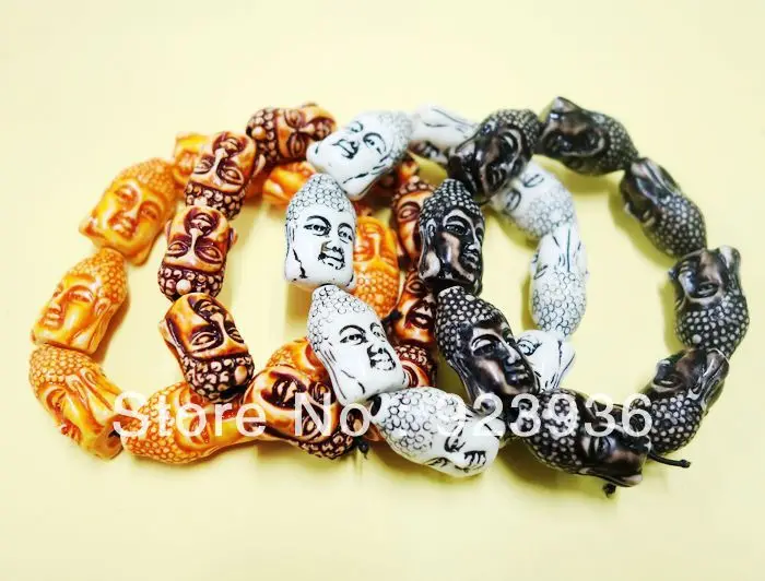 4 шт. амулет с головой Будды яка Смешанный Красочный крутой мужской браслет