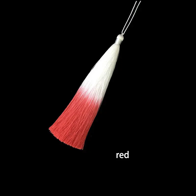 red 2 шт./лот, 14 см, длинные, градиентные кисточки, шелковая бахрома, шитье, челка, кисточка, отделка, декоративный ключ, кисточки для штор, украшение дома - Цвет: red