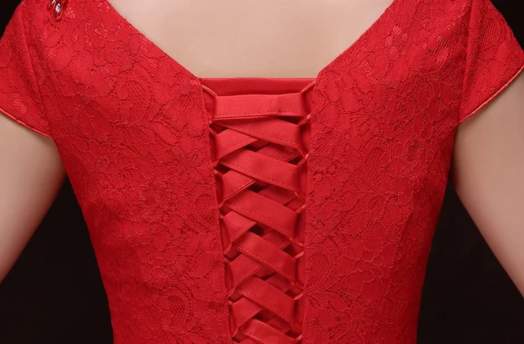 

Shanghai Story Chinese Traditional Clothing Red cheongsam dress bridesmaid mermaid evening dress qipao for Woman
