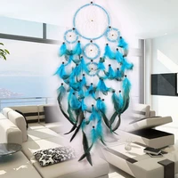 blue dreamcatcher wind chimes indian style pearl feather pendant dream catcher gift