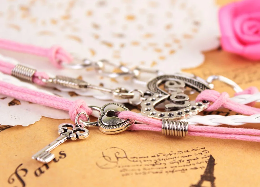 OBSEDE Многослойные плетеные кожаные браслеты винтажный браслет с замками в виде