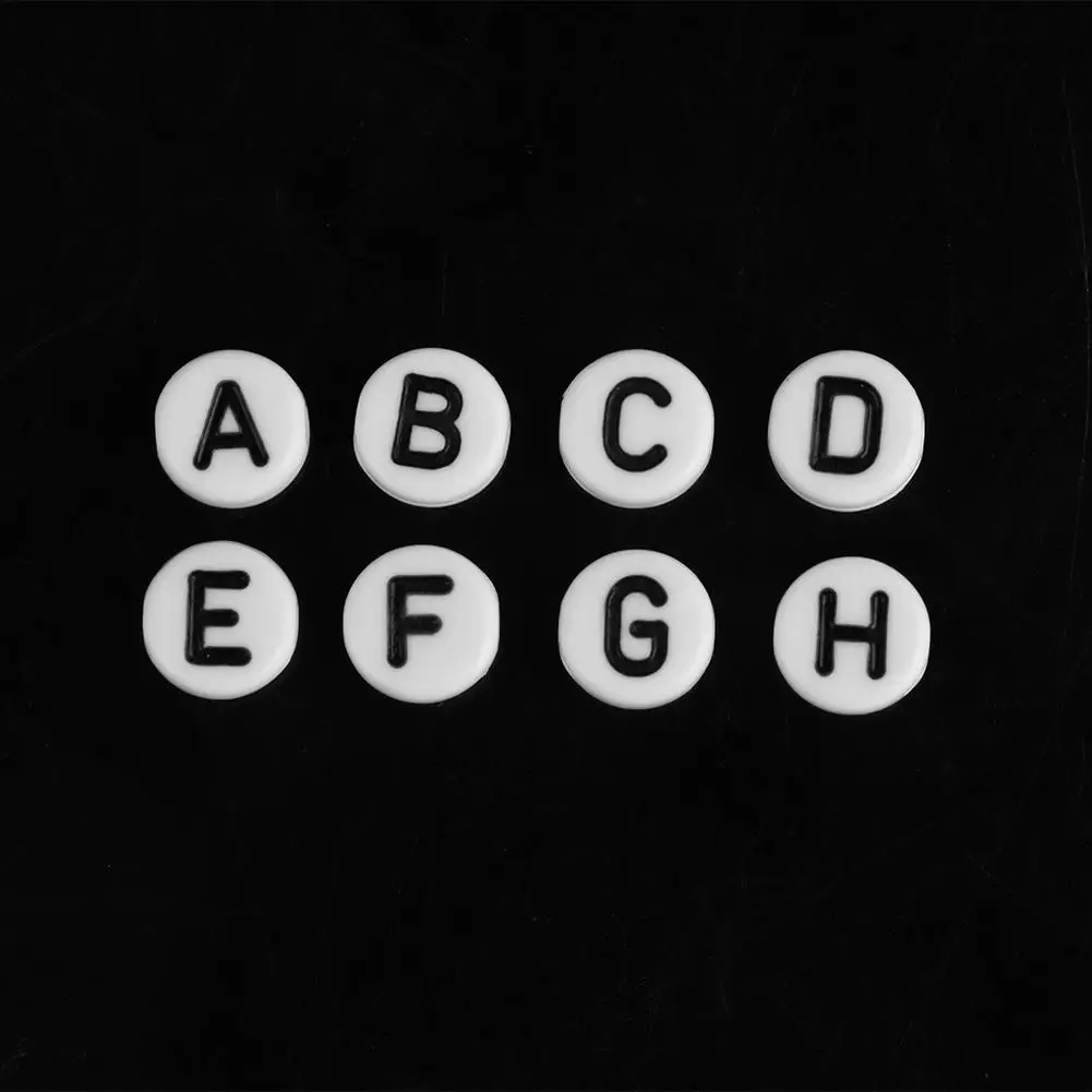 500 шт Круглые акриловые бусины с одной буквой A-Z белые бусины DIY браслет для сосок, зажим, аксессуары для ювелирных изделий
