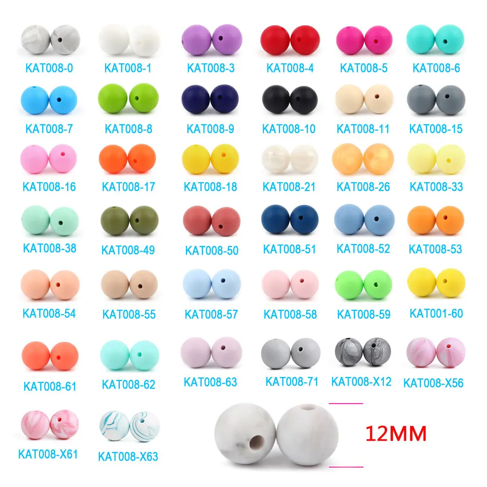 TYRY.HU 100pc Round Silicone Beads Food Grade Nursing Bead Teething For Baby Teethers Necklace DIY BPA Free 12mm | Украшения и