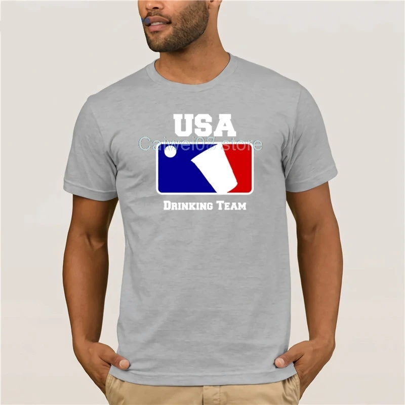 Summer Mens T Shirt Buy USA Drinking Team Funny Party Beer Pong Game Fashion Street Short Sleeve T-Shirt | Мужская одежда