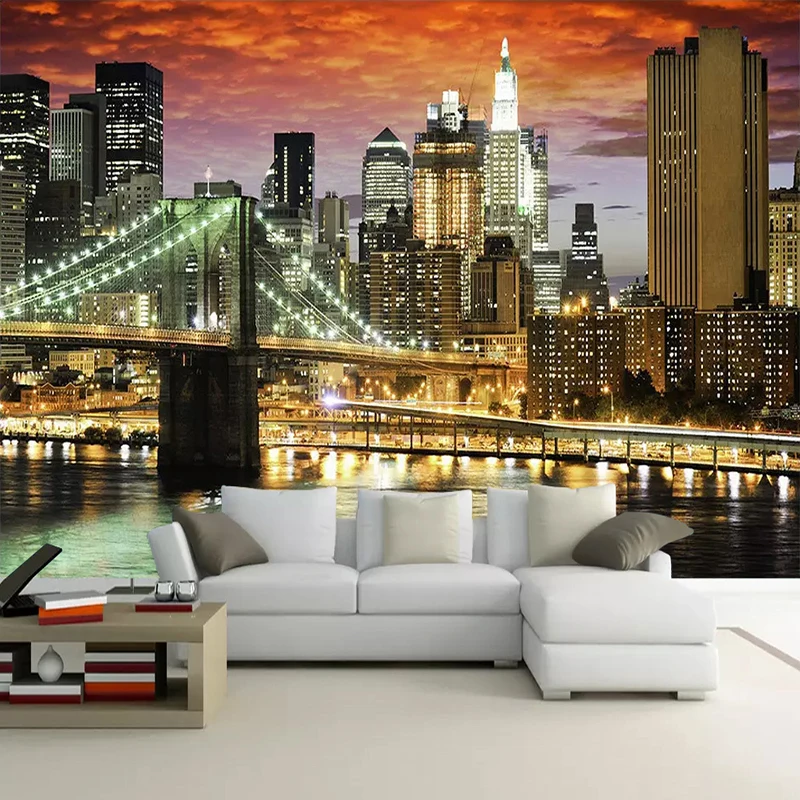 

Custom Wall Painting Beautiful City Night View Photography Background Photo Wallpaper Mural Study Living Room Home Decor Fresco