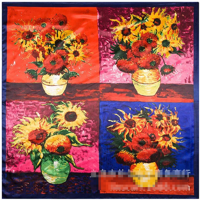 Квадратные шарфы из высококачественного искусственного шелка шаль большого