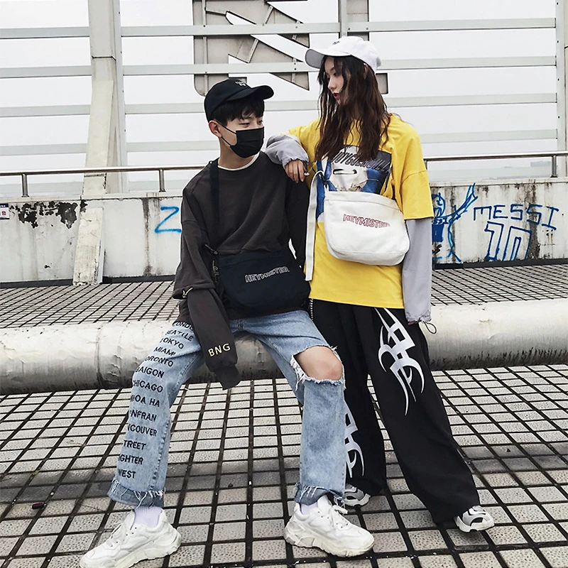 Youda Гонконгский стиль с буквенным принтом сумка на плечо Корейская для колледжа