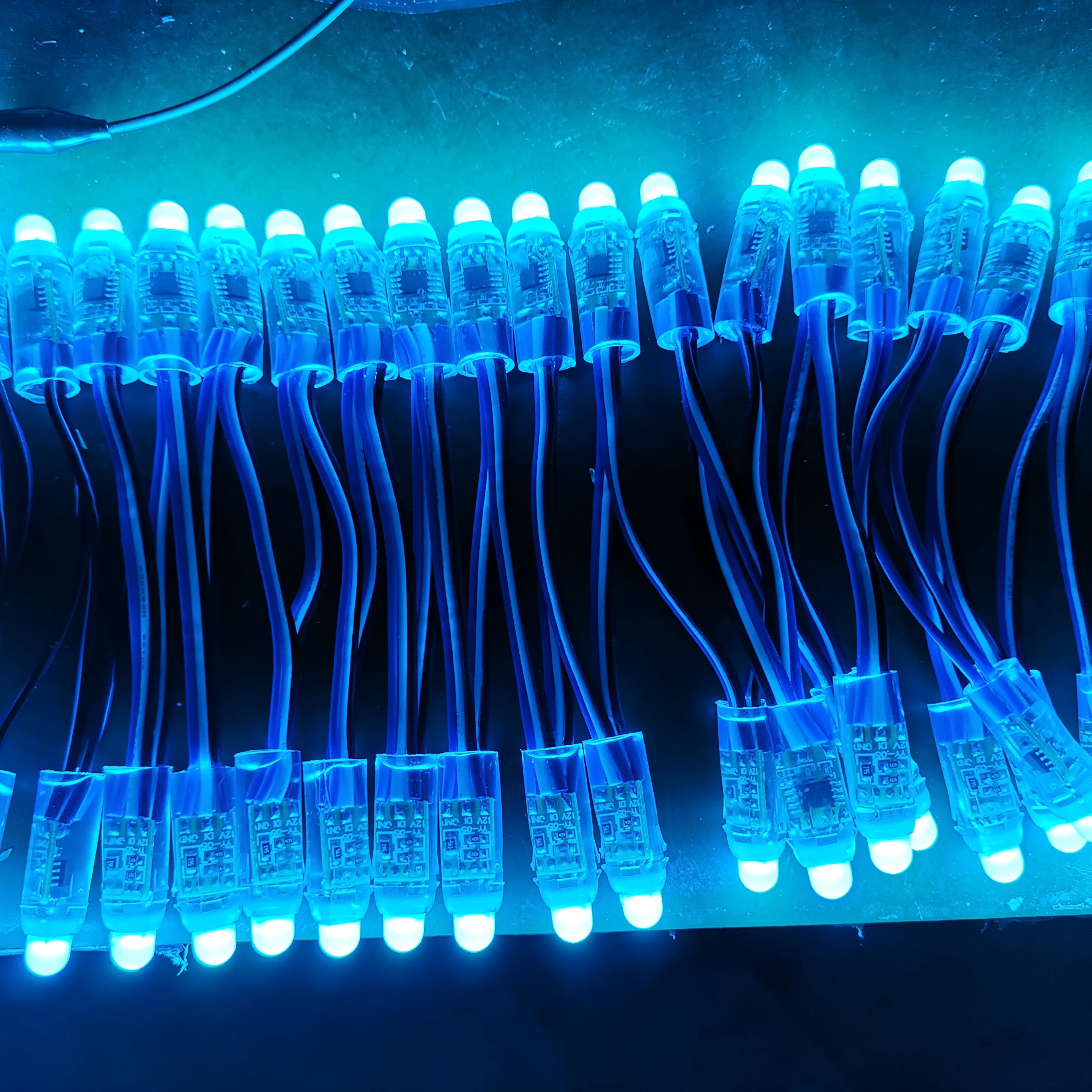 Горячая продажа 12 мм В круглый RGB черный провод водонепроницаемый 50 шт. stringpixel