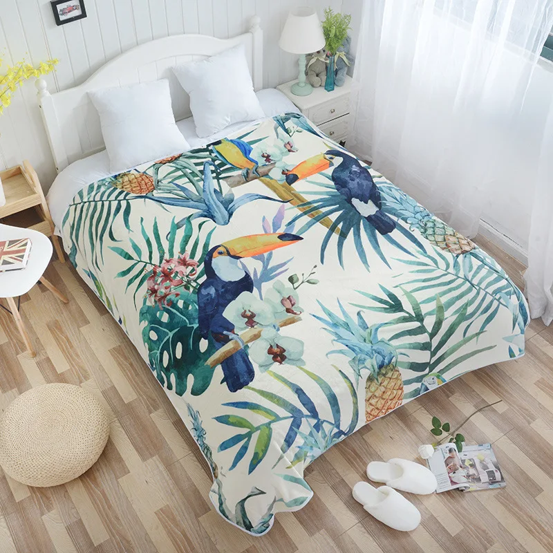 Фото Новое супер мягкое Kint одеяло s тропические растения фланелевое для