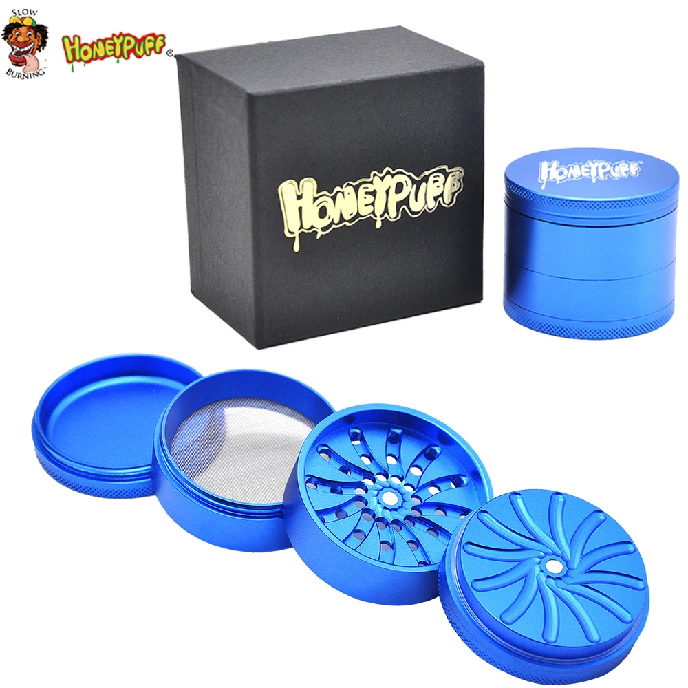 Шлифовальная машинка HONEYPUFF Groove 63 мм 4 слойная алюминиевая мельница для