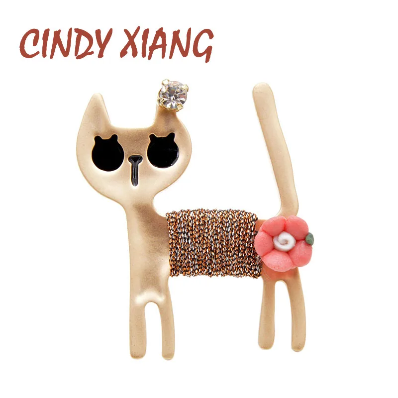 CINDY XIANG Милые Броши-кошки из сплава для женщин, детей, девочек, модная брошь с животными, картонная стильная булавка в виде котенка, летние ювелирные изделия для сумки, бейджи