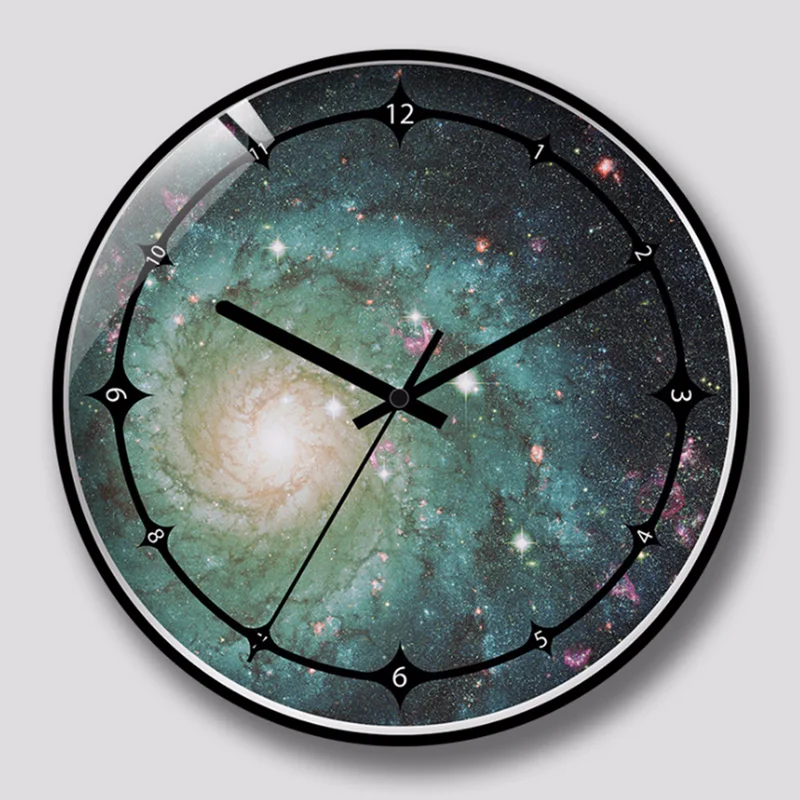 Галактическое стекло и бесшумные металлические настенные часы спортивные