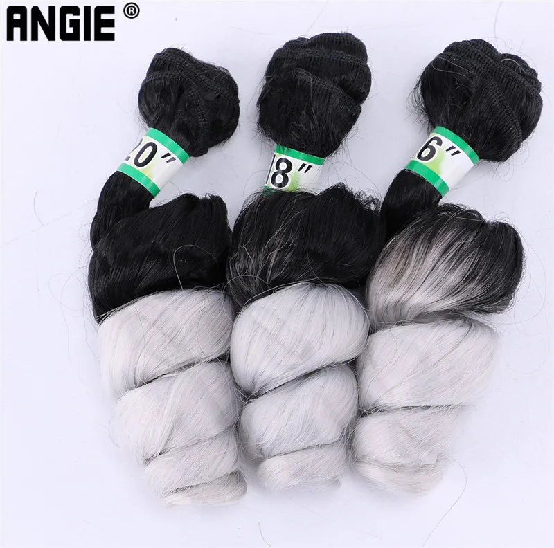 T1B-light grey Черные до фиолетовые ломбер свободные волнистые пряди волос 16-20 дюймов, 210 г, синтетические волосы для наращивания, волнистые волосы - Цвет: T1B-light grey