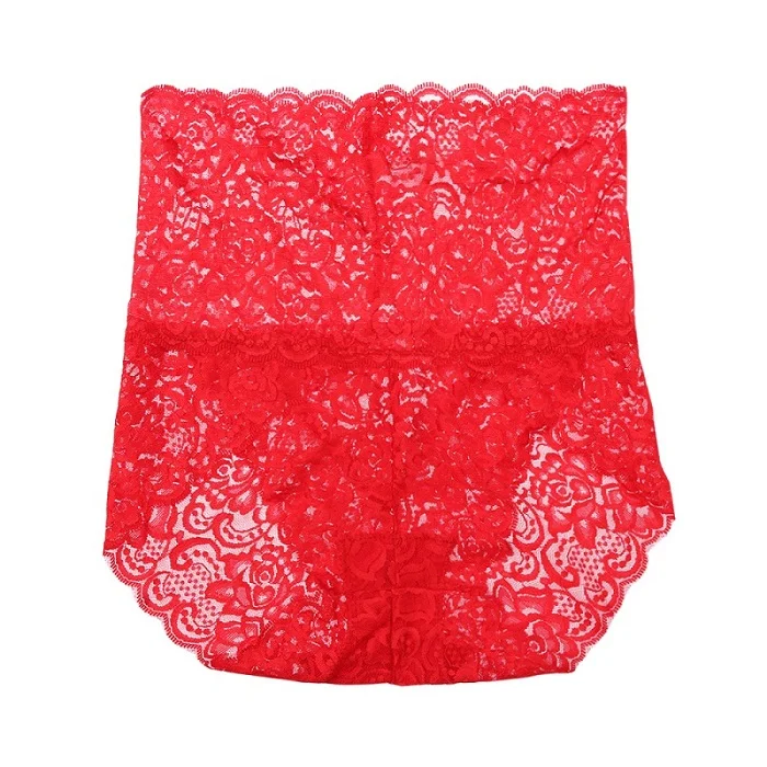 Bright Red Женское нижнее белье, большие размеры, женские кружевные черные прозрачные сексуальные трусики vs pink Brief control top трусы с высокой талией, хипстерские трусы - Цвет: Bright Red