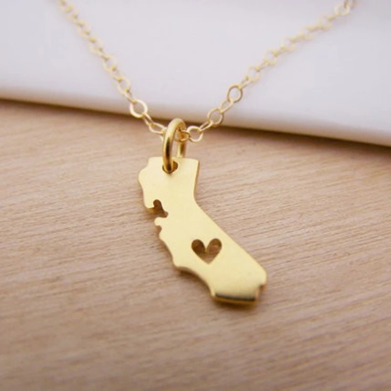 Женское ожерелье с подвеской в виде сердца сделай сам карты штат Калифорния