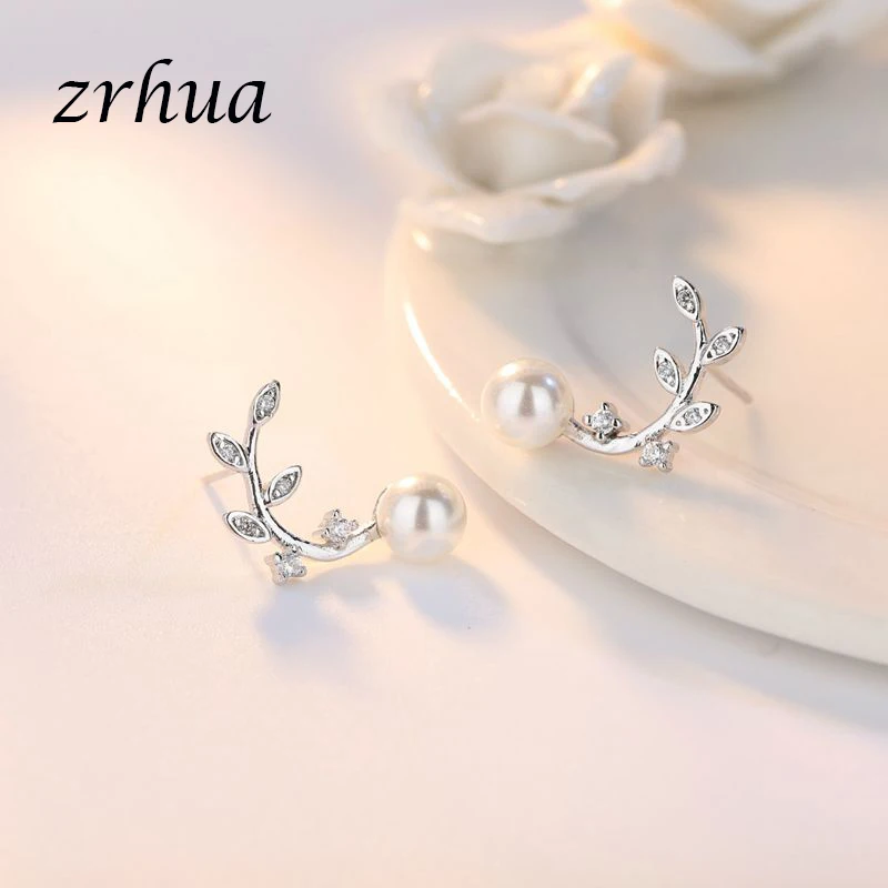 ZRHUA ультрамодные романтичные женские серебряные Цвет Стад Серьги с кубическим