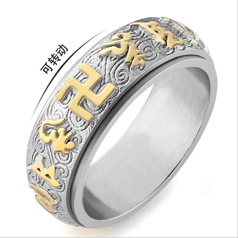 

Shi18 316 L Stainless Steel Men Rings Gold-color Black Vacuum Plating No Easy Fade Allergy Free 8mm