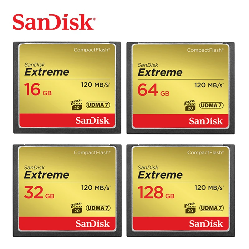 Настоящая карта памяти Sandisk Extreme Compact 32 Гб 64 128 ГБ до 120 Мб скорость чтения для видео