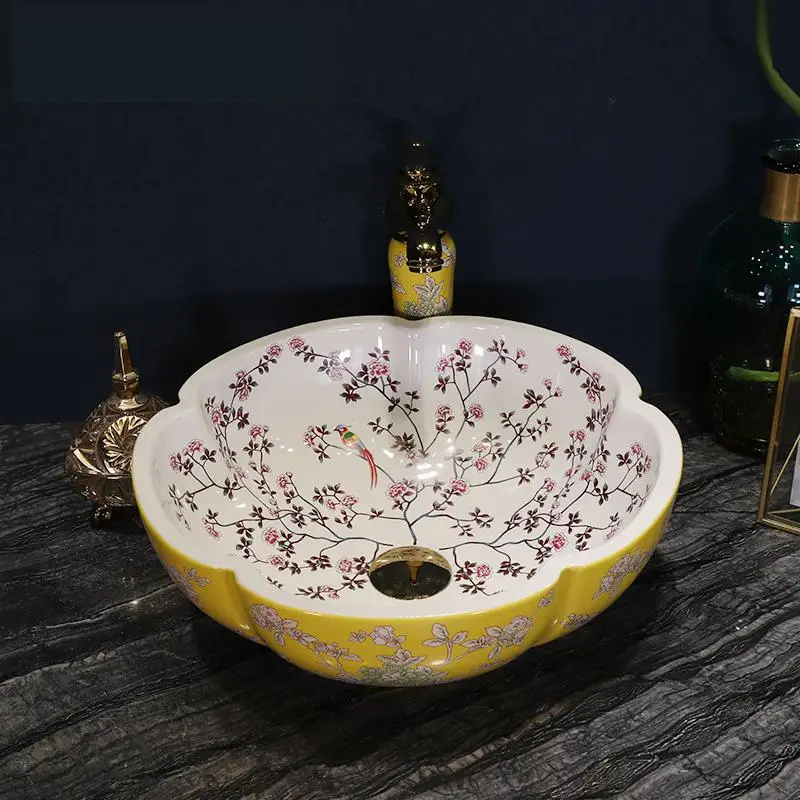 Jingdezhen умывальник в форме цветка антикварный туалет керамический художественный