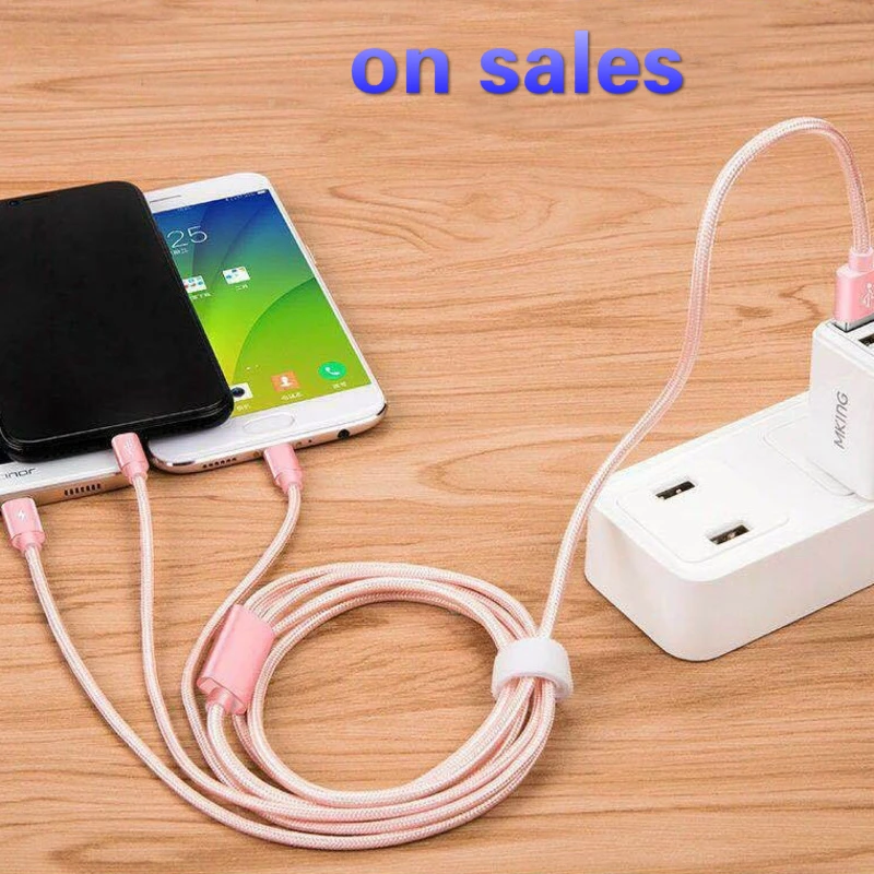 Gold ROCK 3 в 1 кабель системы освещения iPhone зарядное устройство USB шнур 3в1 Micro usb type C Быстрая зарядка кабель для передачи данных type-c мобильный телефон кабин - Цвет: Gold