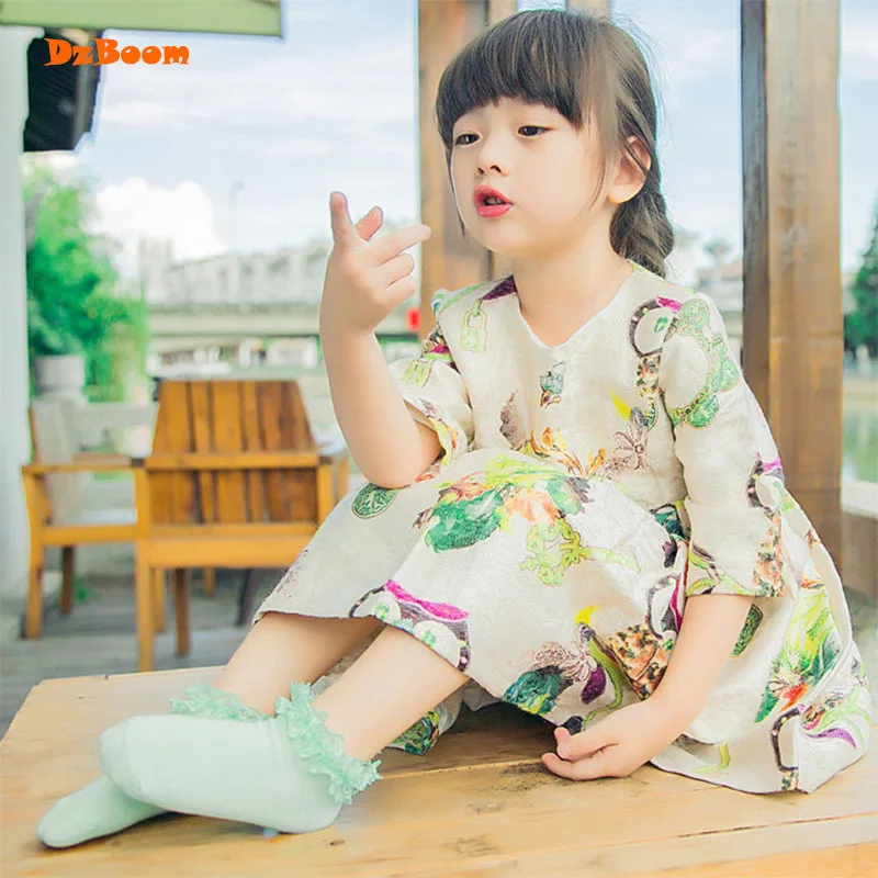 1 пара летних носков принцессы ярких цветов с кружевными оборками для девочек