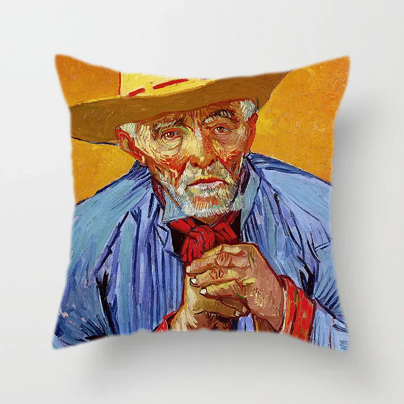 Van Gogh14 Ретро льняная/персиковая кожаная наволочка для подушки самостоятельно разработанная Ван Гог Картина маслом голова серия подушка для гостиной чехол - Цвет: Van Gogh14