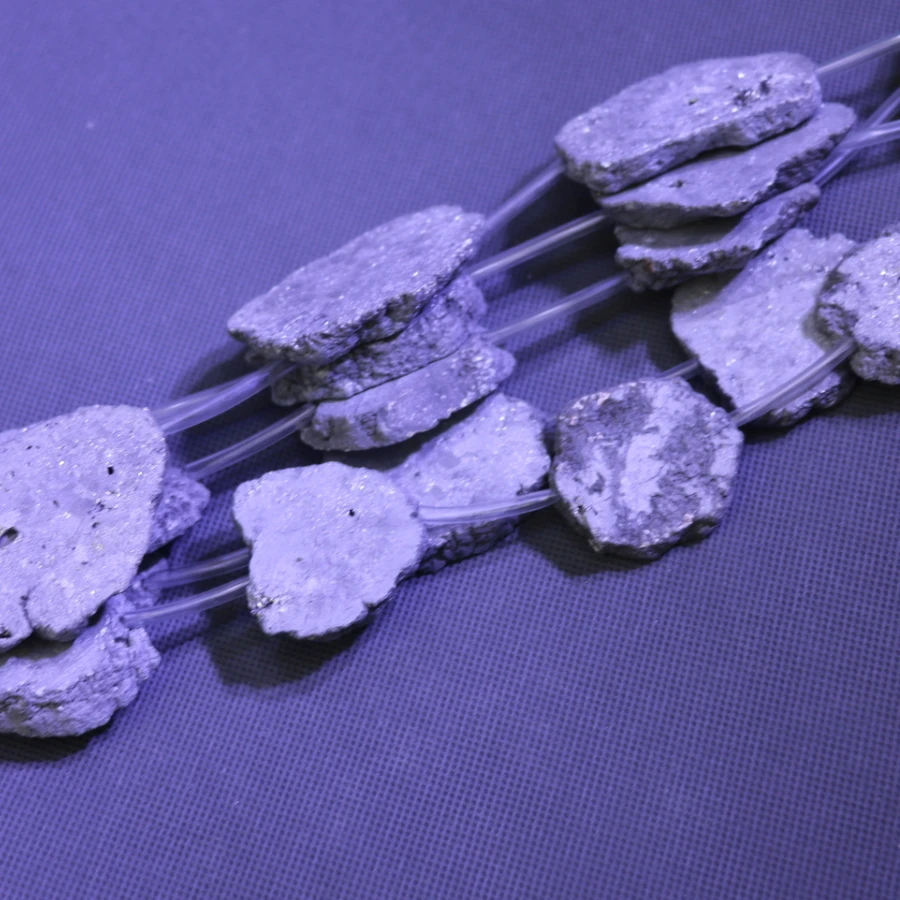 Cingesto 8pcs Full Strand Silver Semi-precious Crystal Geode Beads DIY Necklace Pendant Preferred Choice Christmas Present | Украшения и