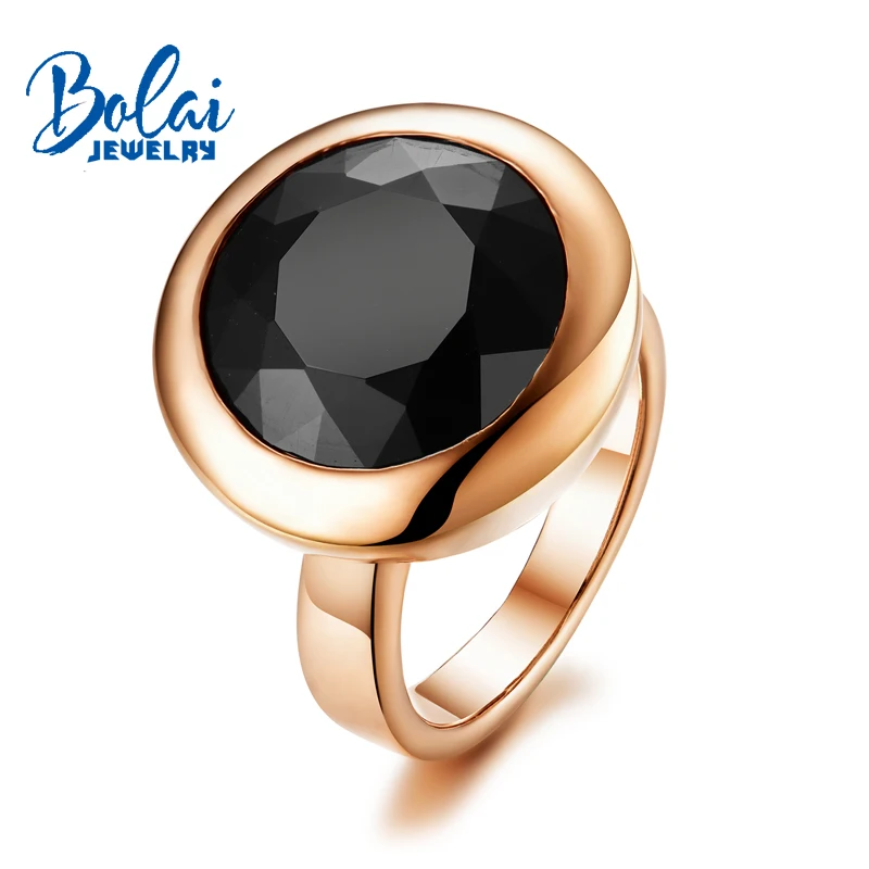 Bolaijewelry натуральный черный агат роскошное элегантное кольцо из стерлингового