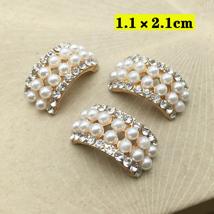 MengNa DIY пуговица с жемчужиной и стразами Arc Rhinestone пуговицы для свадебного