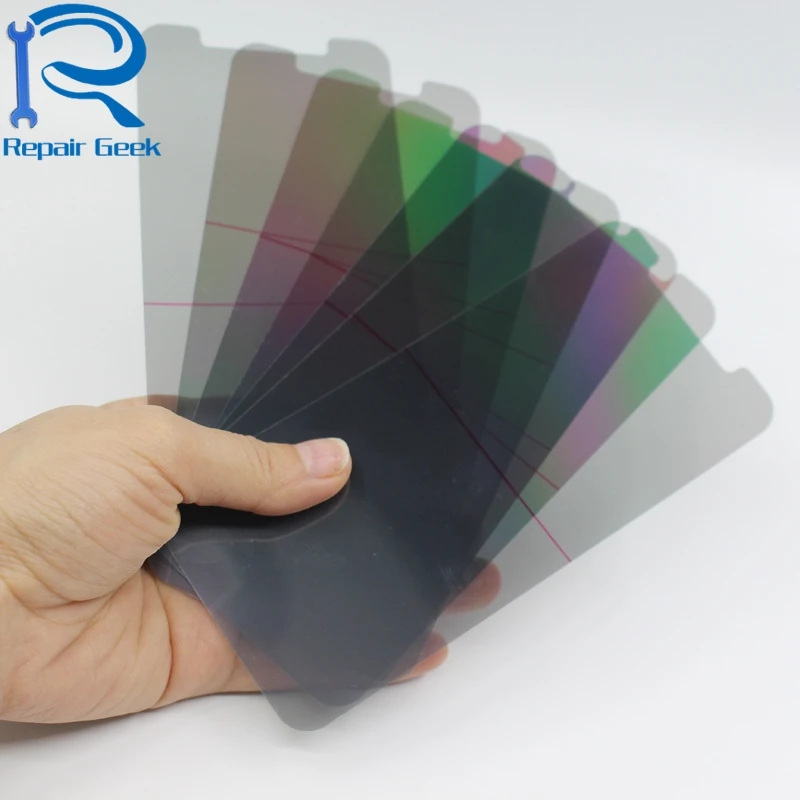 50pcs lcd polarizer polarization light film for iphone x xs max lcd filter polarizing polaroider for iphone xr replacement parts free global shipping