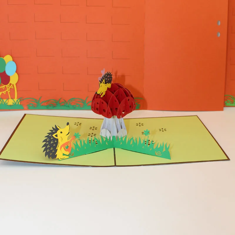 (10 шт./лот) бренд leiso новый дизайн ручная работа милый ежик карта на день рождения 3D