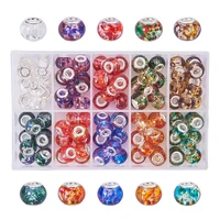 20pcs new large hole rondelle silver plated glass beads fit for european charm bracelet spacer snake chain bangle diy necklace