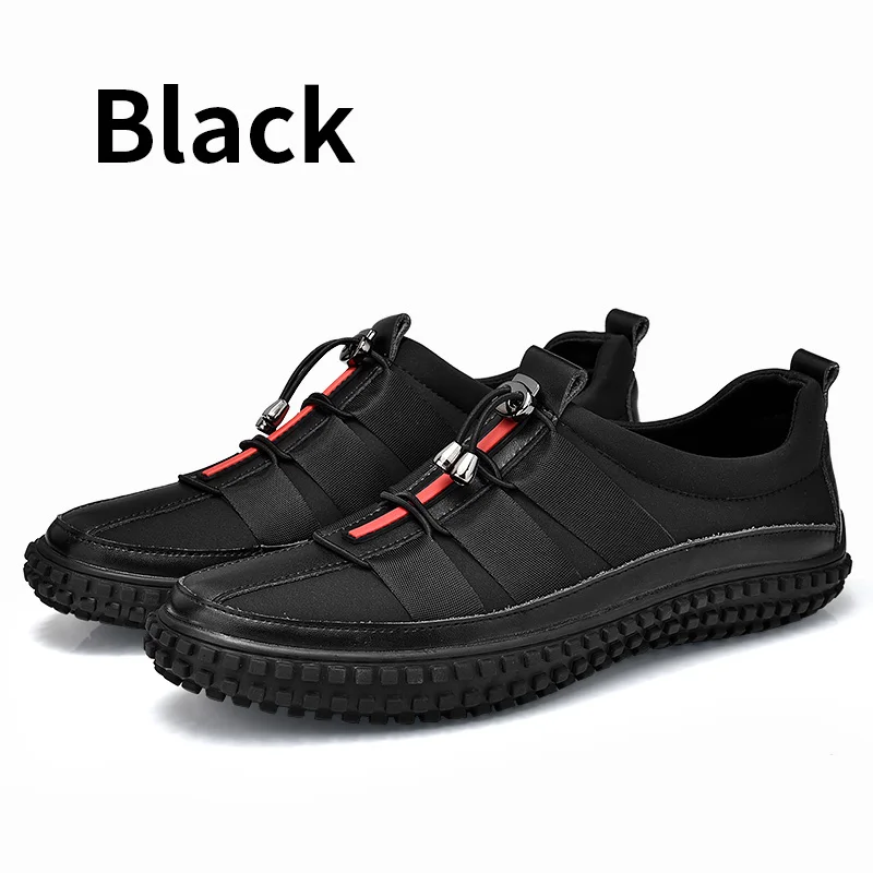 Black BIMUDUIYU бренд; Лидер продаж; Повседневная обувь для мужчин; сезон осень; модный светильник; дышащая мужская обувь; мужские кожаные тапочки плоские туфли - Цвет: Black